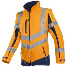 Sioen Sioen Warnschutz Softshelljacke Malden Mit Abnehmbaren Ärmeln Gr. 4xl Leuchtorange/marine