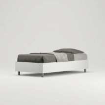 Cama Individual Con Espacio De Almacenamiento 80x190 En Madera Blanca Nuamo