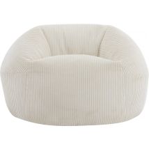Puf de pana – 80 x 74 x 49 cm – Beige – Confort absoluto – Densidad: 345 g/m² – Peso: 9,6 kg