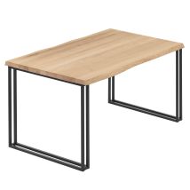 Esstisch Küchentisch, Mit Baumkante 100x80x76 Cm (axbxh), Frame, Natur / Schwarz, Lub-01-a-002-9005fr - Lamo Manufaktur