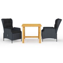 Juego De Comedor De Jardín Muebles De Exterior 3 Piezas Gris Oscuro 020013633