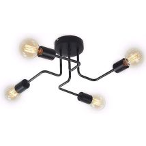 Soekavia - Plafoniera In Metallo Industriale, Lampada Da Soffitto Vintage E27 Per Camera Da Letto, Soggiorno, Cucina, Nera Senza Lampadina [classe 