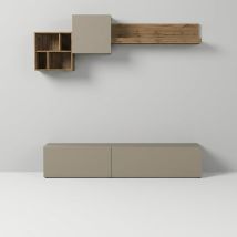 Meuble Tv Mural De Salon Moderne Minimaliste Chronos N°23 - Gris Tourterelle