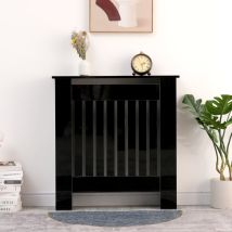 Furniture HMD – High Gloss Black Radiator Cover – 78cm x 19cm x 85cm – Modern Vertical Slat Design – Home Assembly Included