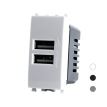 Tot Electric - Modulo Presa Caricatore Usb Doppio 1p 2a 5v Bianco Compatibile Vimar Plana