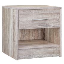 Casaria Night Stand Table Bedside Cabinet Bedroom Furniture Drawer Side Storage Home Oak Effect