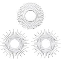 Trintion Set Of 3 Decorative Wall-mounted Mirrors – 1 Sunflower Shape & 2 Sunburst Round Mirrors – Vintage Gold Wall Decor For Living Room, Bedroom, 