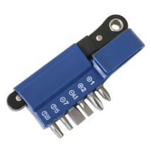 Laser Tools – Set di 6 punte con mini cricchetto – Bit: Phillips Ph1 e Ph2, Piatto 4,5 e 7 mm, Torx T15 e T20 – Altezza 10 cm, Larghezza 4,5 cm