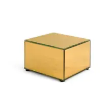 Alzata navideña de vidrio dorado con LED 10,5 cm – Materiales de alta calidad – Diseño elegante y moderno