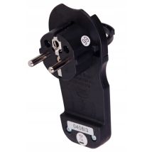 Enchufe Plano Con Asa, Negro, 7 Mm, 2p+z, 16 A, 3500 W, Con Toma De Tierra.