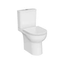Inodoro De Pie Sin Borde Vortex Vitra M-20 Con Salida Horizontal Y Asiento De Cierre Suave.