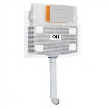 120 Plus Mechanical Mid Height Concealed Cistern And Slim White Dual Flush Plate With Rectangular Push Buttons - Oli