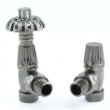 West - Gothic Trv Angled Thermostatic Radiator Valve And Lockshield - Satin Brushed Black