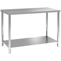 Banco De Trabajo De Acero Inoxidable Con 2 Estantes, Para Taller, Garaje O Cobertizo, 120x60x86cm, Color Plata.