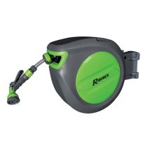 Ribiland – Avvolgitubo Automatico 40m – Tubo di alimentazione 2m, Pistola multigetto 8 modalità – Giardino e piscine
