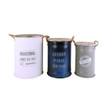 Set di 3 Secchi di Metallo – 40cm, 33.5cm, 27cm – Grigio, Blu, Bianco – Kuatéh