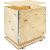 Cassa pieghevole in legno con pattini – 1195 x 755 x 607 mm – Portata 240 kg – Compensato – Colore marrone chiaro