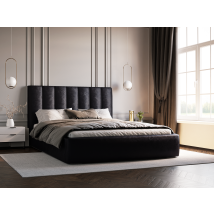 Velor Polsterbett Mit Bettkasten, Doppelbett 200x200, Samtstoff - Polsterbett Schwarz (ikoo 22)