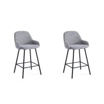 Set De 2 Taburetes Bajos De Comedor, Astor En Textil Gris, 95x41x52 Cm