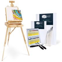 Set Pittorico con Cassetta Cavalletto Madrid in Legno Massello di Pino – 58x180 cm, 7.2 kg, Altezza Massima 90 cm