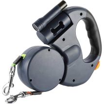 Doppelte Hundeleine, Einziehbare Hundeleine, 360° Verstellbare Drehung, Verwicklungsfrei, Mit Reflektierenden Streifen, Taschenlampe Und 