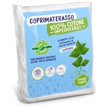 Sweetnight - Greenfirst Coprimaterasso 80x190/200 Cm Letto Articolato Trattamento Vegetale Impermeabile E Antiacaro Mollettone 100% Cotone Silenzioso 