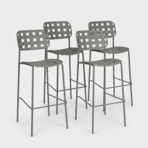 4 Taburetes De Bar En Acero Y Polipropileno Clover Yes - Gris