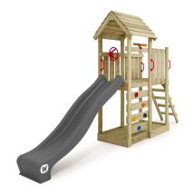 Wickey - Wooden Climbing Frame Joyflyer With Slide, Garden Playhouse With Sandpit, Climbing Ladder & Play-accessories - Anthracite