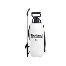 TOOLLAND Drucksprüher 8 l – 1,25 m Schlauch – 35 cm Lanze – PE, PP, PVC, Edelstahl – 1020 g – Weiß, Schwarz