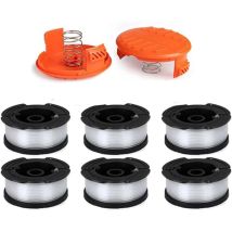 Paquete De 6 Carretes De Hilo Con 2 Cubiertas Para Bobinas De Repuesto Para Desbrozadoras Black & Decker