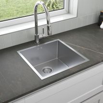 Artikitch Stainless Steel Kitchen Sink Inset Large Square Single Bowl Strainer Waste