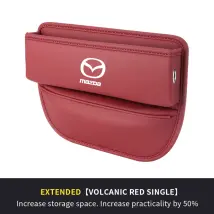(rouge) Organisateur D'Espace Entre Les Sièges Avant De Voiture Haut De Gamme En Cuir Pu Texturé, Sac De Rangement Pour Siège Avant Mazda 2, 3, Ms, 