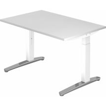 Bümö Design Schreibtisch "xb-serie" Höhenverstellbar, Tischplatte 120 X 80 Cm In Weiß, Gestell In Weiß/alu Poliert