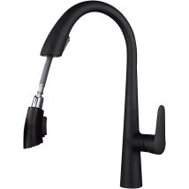Rubinetto Cucina Con Doccetta Estraibile, Rubinetto Lavello Cucina Nero A 360°, 2 Modalità Dell'acqua, Freddo E Caldo Disponibile