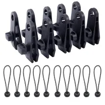 10 Pinzas Para Tienda, Clips Duraderos Para Toldo, Camping, Rv, Cubierta, Cubierta Para Coche (negro + Blanco)