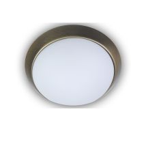 Led-deckenleuchte Rund, Opalglas Matt, Dekorring Altmessing, Ø 25cm