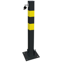 VIVOL – Poteau anti-stationnement rabattable – 5x5 cm, Hauteur 65 cm, Jaune/Noir – Accessoires pour voiture