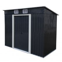 Casetta Da Giardino In Metallo 238x131 Cm – Capanno Con Superficie 3,12 M² – Tetto Monofalda – Doppia Porta 74 Cm – Am2413.1 Foresta
