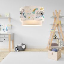 Hängeleuchte Koala für Kinderzimmer – 1 x E27, max. 9W – Höhe 70 cm – Weiß – Pendelleuchte mit Montagezubehör