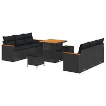 Garden Sofa Set With Cushion 9 Pcs Black Poly Rattan Vidaxl