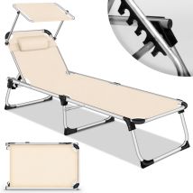 Tillvex Lettino Prendisole Con Tettuccio E Cuscino, Beige - Rivestimento Base Lettino Da Giardino Pieghevole Lettino Da Spiaggia Con Schienale 