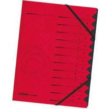 Herlitz - Ordnungsmappe Qualitiy Din A4 355g/m² Karton Farbe: Rot Farbe Des Fächerblocks: Schwarz 12 Fächer