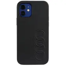 Custodia Rigida Audi In Pelle Sintetica Per Iphone 12/12 Pro 6.1, Colore Nero/nero, Modello Au-tpupcip12p-tt/d1-bk