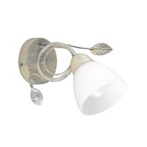 Trio - Landhaus Stil Wand Beleuchtung Lampe Leuchte Grau Antik Blätter Strahler Glas Weiß 200700161