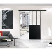Optimum Kit Porta Scorrevole Nero Vetro Trasparente