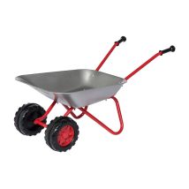 271849 Carriola In Metallo, Con 2 Pneumatici Anteriori A Doppia Ruota E Maniglie In Plastica, Colore Rosso/grigio - Rolly Toys