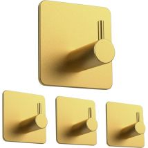 Juego De 4 Ganchos Autoadhesivos De Acero Inoxidable - No Requiere Perforación - Para Cocina Y Baño - Dorado