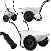 Gardebruk Two Wheeled Wheelbarrow 100l 150kg Home Garden Trolley Heavy Duty Cart Galvanised With Pneumatic Tyres