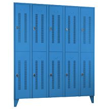 Eurokraft – Taquilla de acero Wolf – 1850 mm de altura – 10 compartimientos – Azul RAL 5012 – Seguridad con cerraduras