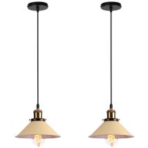 Lámpara Colgante 2 Piezas, Vintage Lámpara De Techo Con Ø22cm Pantalla De Metal, Industrial Estilo Iluminación Decor Art Luz E27 Para Dormitorio 